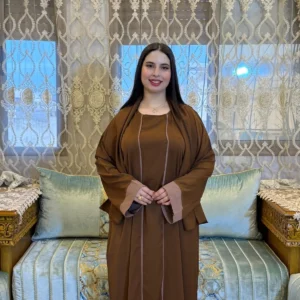 قفطان وكيمونو مغربي بتصميم مخزني فاخر - طرزة المخ والعقاد الأصيلة (Copie) (Copie)