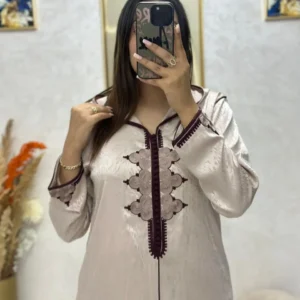 قفطان وكيمونو مغربي بتصميم مخزني فاخر - طرزة المخ والعقاد الأصيلة