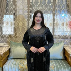 قفطان وكيمونو مغربي بتصميم مخزني فاخر - طرزة المخ والعقاد الأصيلة (Copie) (Copie)