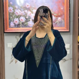 قفطان وكيمونو مغربي بتصميم مخزني فاخر - طرزة المخ والعقاد الأصيلة (Copie)